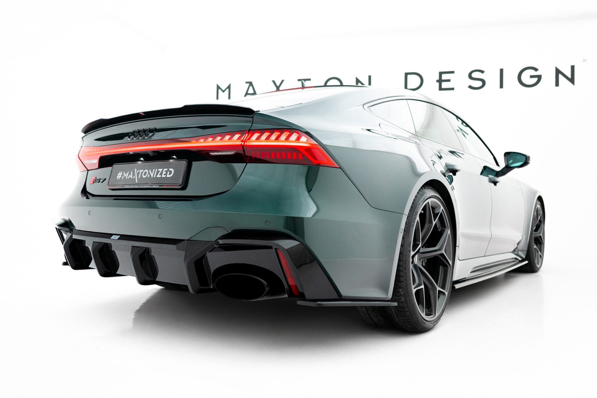 PREPREG CARBON FIBER REAR DIFFUSER SUITABLE FOR AUDI RS7 C8 C8 (VERSION WITHOUT TOWBAR) – MAXTON DESIGN - 3