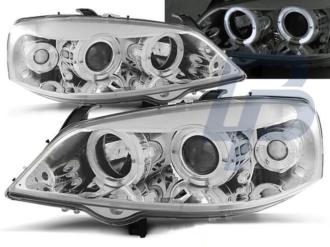 HEADLIGHTS OPEL ASTRA G 09.97-02.04 ANGEL EYES CHROME - 2