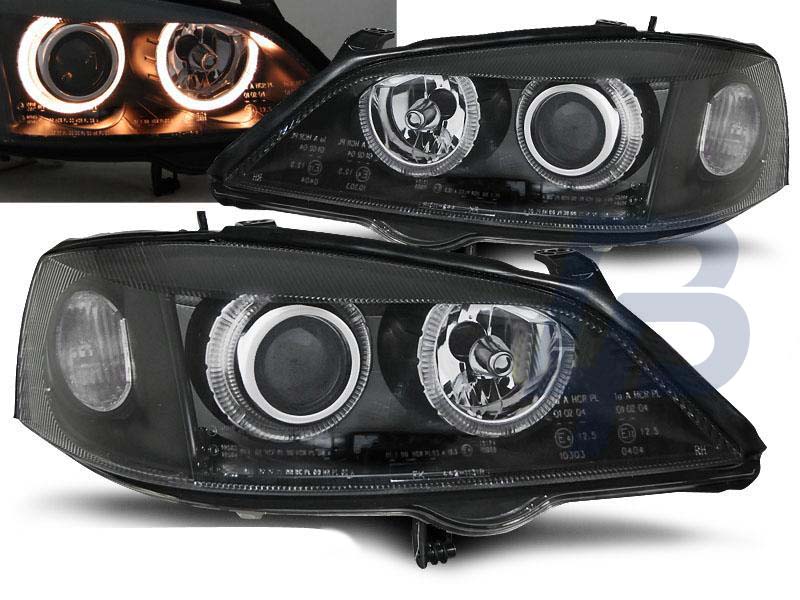 HEADLIGHTS OPEL ASTRA G 09.97-02.04 ANGEL EYES BLACK - 4