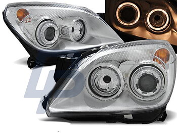 HEADLIGHTS OPEL ASTRA H 03.04-09 3.5D ANGEL EYES CHROME