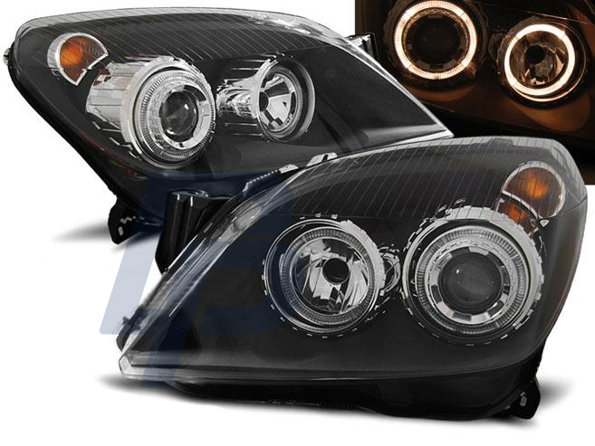 HEADLIGHTS OPEL ASTRA H 03.04-09 3.5D ANGEL EYES BLACK - 2