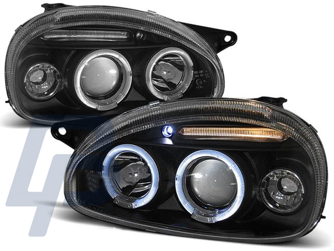 HEADLIGHTS OPEL CORSA B 02.93-10.00 ANGEL EYES BLACK - 2