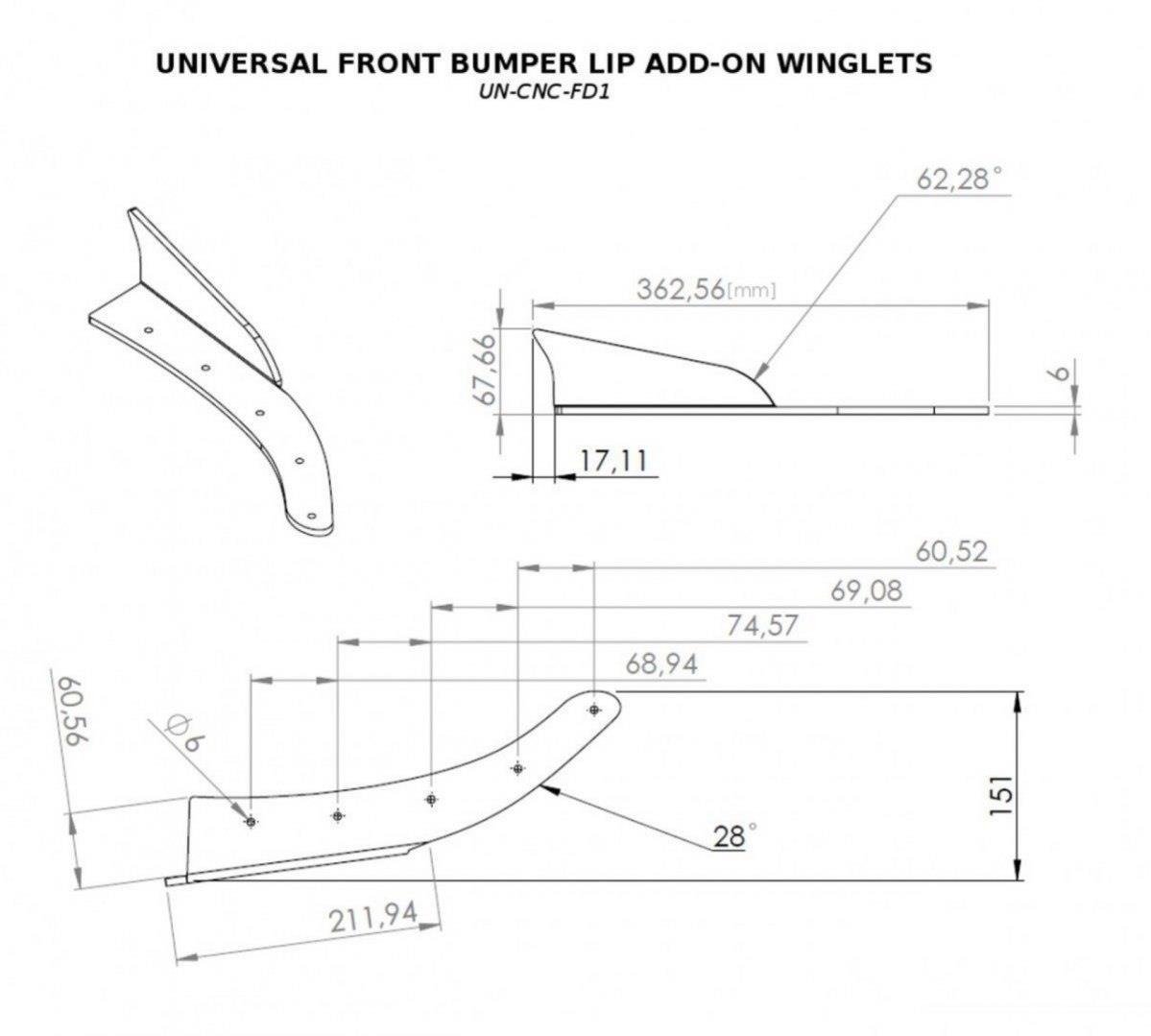 Universal Front Bumper LIP Add-on Winglets - 4