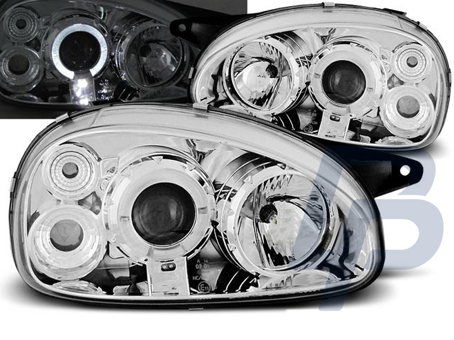 HEADLIGHTS OPEL CORSA B 02.93-10.00 ANGEL EYES CHROME - 3