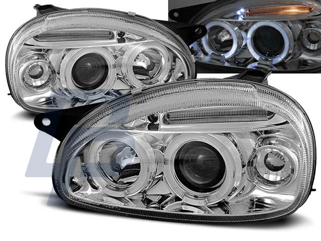 HEADLIGHTS OPEL CORSA B 02.93-10.00 ANGEL EYES CHROME - 2