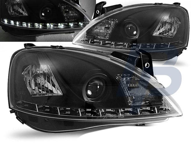 HEADLIGHTS OPEL CORSA C 11.00-09.06 DAYLIGHT BLACK - 2