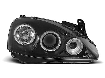 HEADLIGHTS OPEL CORSA C 11.00-09.06 ANGEL EYES BLACK