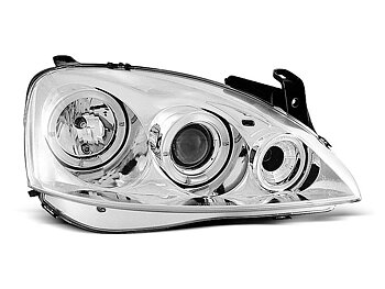 HEADLIGHTS OPEL CORSA C 11.00 - 09.06 ANGEL EYES CHROME