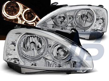 HEADLIGHTS OPEL CORSA C 11.00-09.06 ANGEL EYES CHROME