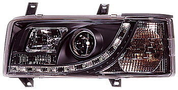 VW T4 90-95 R8 STYLE LED HEADLIGHTS BLACK V1