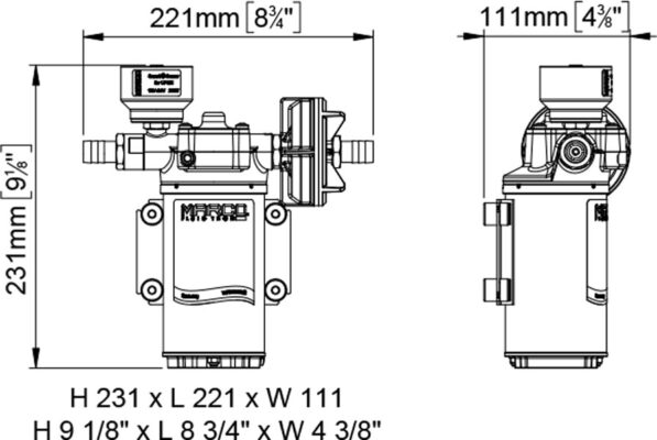 PENTRYPUMP UP6/E, 26L/MIN, 12/24V - 2