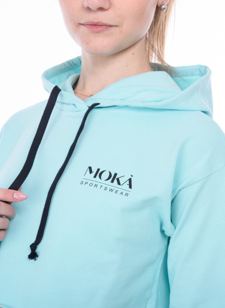 Kort ljusturkos hoodtröja Lucea från Moka - 3
