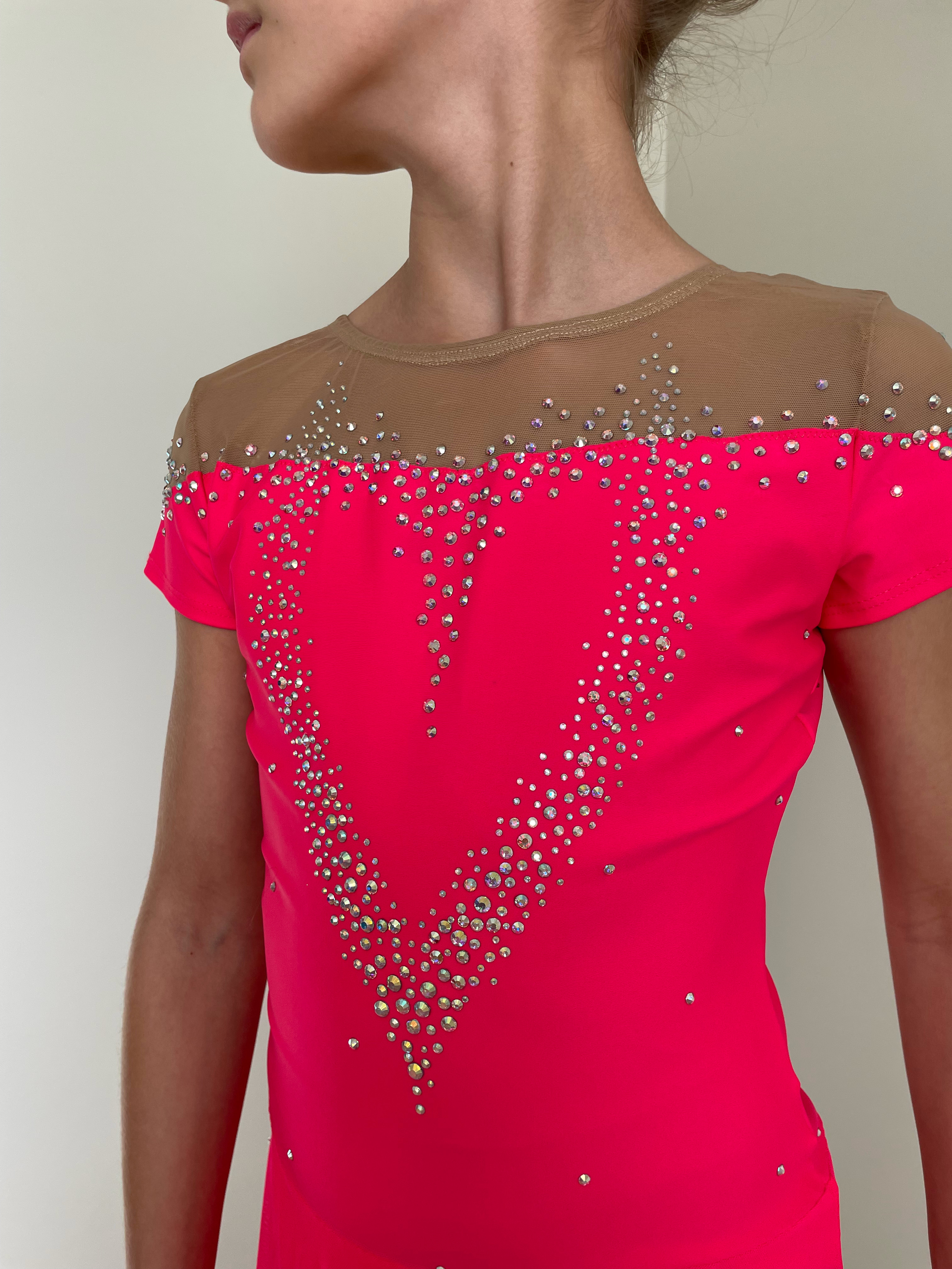 Tävlingsklänning i korall från RG Leotard - 3