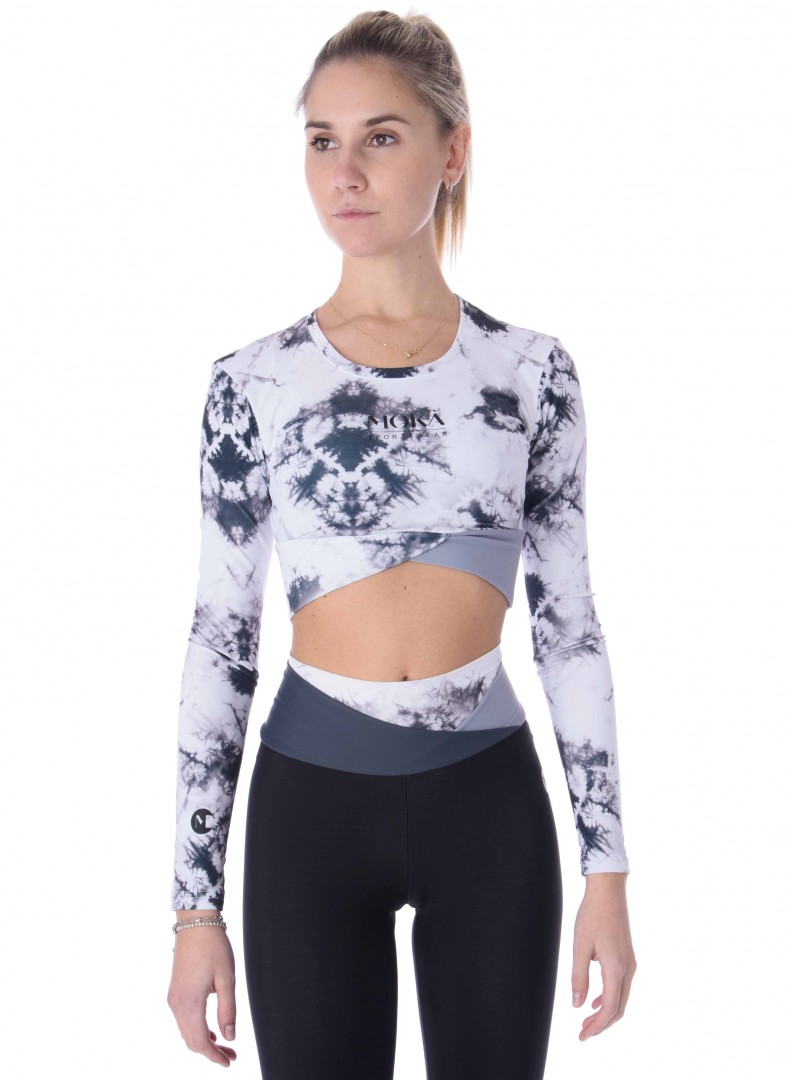 Gråmönstrad crop top Adelaide från Moka