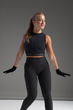 Ärmlös croptop i microfiber med dragkedja 