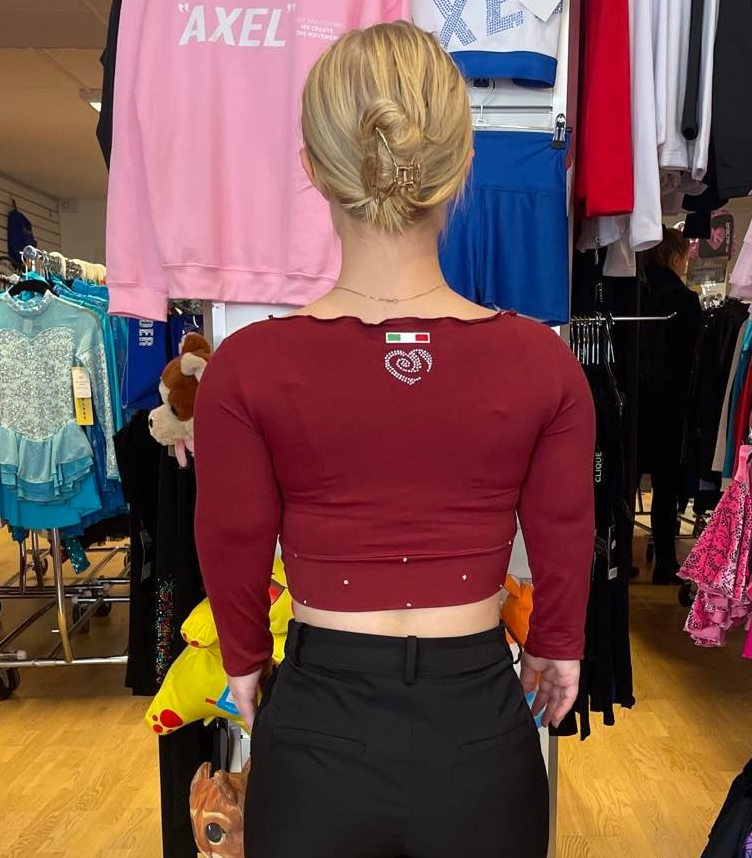 Rödbrun croptop med Swarovski från Bolero  - 2