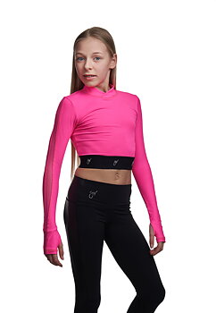 Kort rosa topp med mesh detaljer