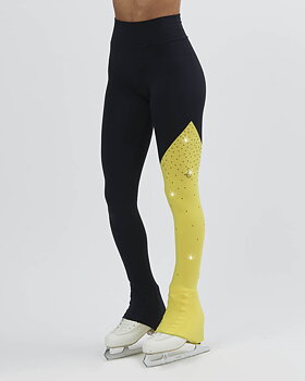 Svart-gula konståkningsbyxor från Sagester med hög midja 