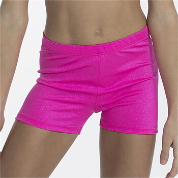 Shorts i glittrigt material i neonrosa eller svart
