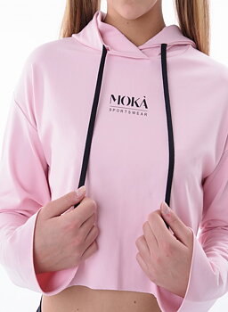 Kort rosa hoodtröja Cannes från Moka