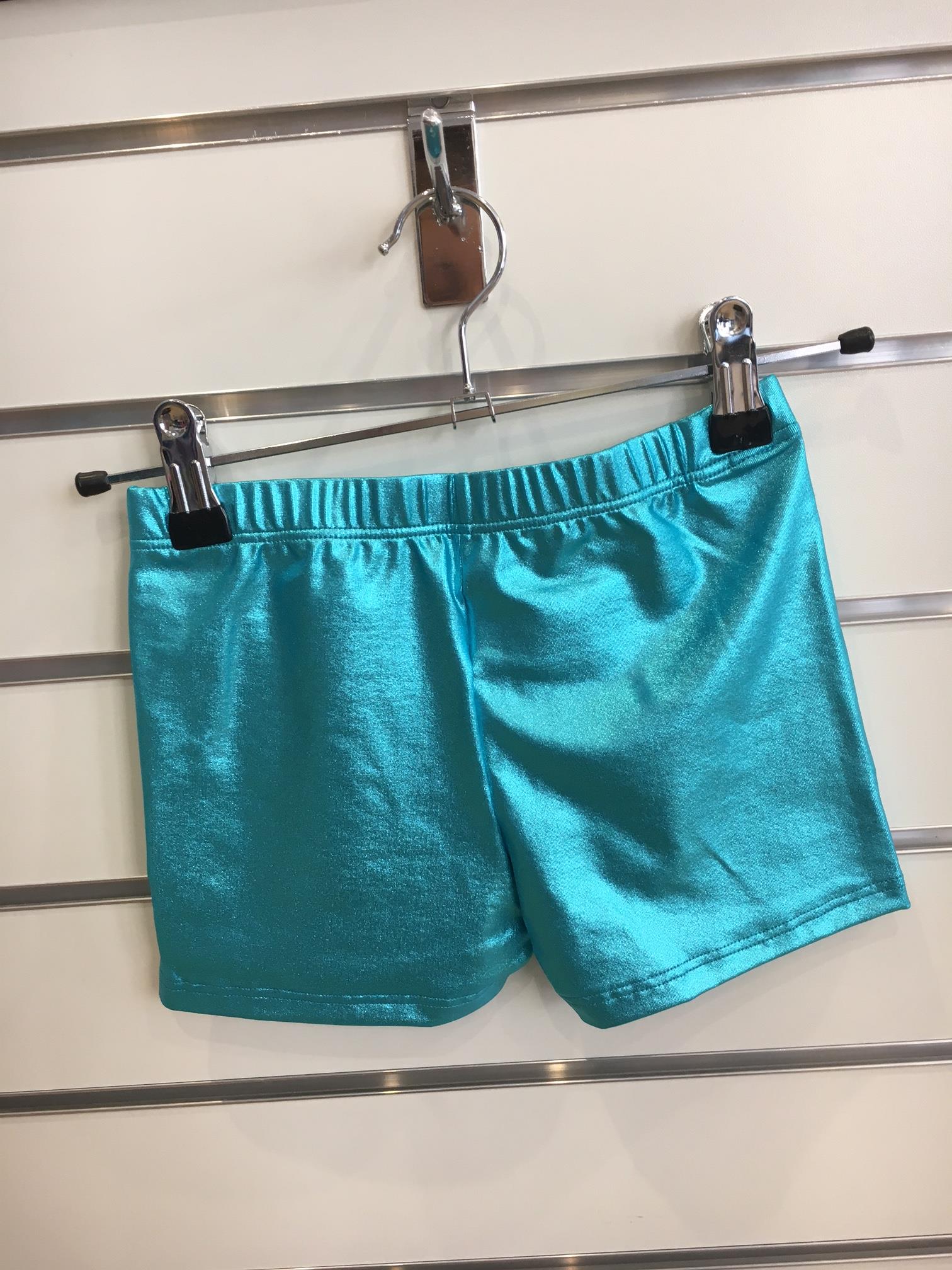 Glittriga hotpants i turkos