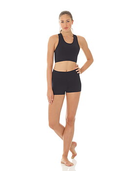 Svarta hotpants i funktionsmaterial med hög midja