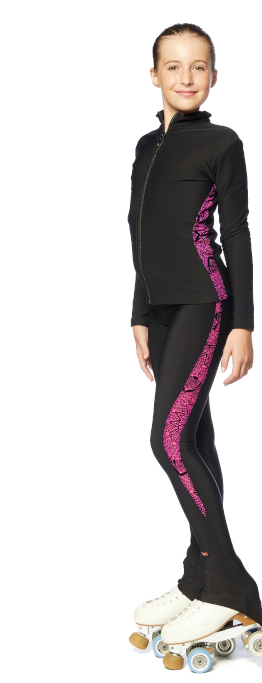 Byxor med infält sammetsmönster i fuchsia