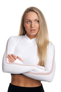 Vit kort topp med mesh detaljer