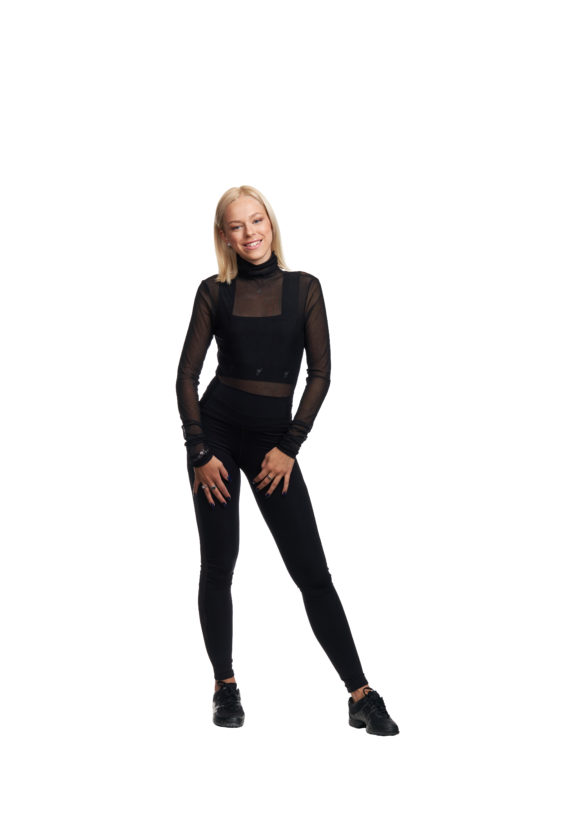 Kort svart topp med mesh detaljer - 5
