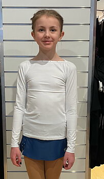 Rak blå kjol i lykra med kristaller i sprundet från Thuono