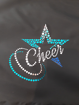 Blått cheerleadingtryck med hologram