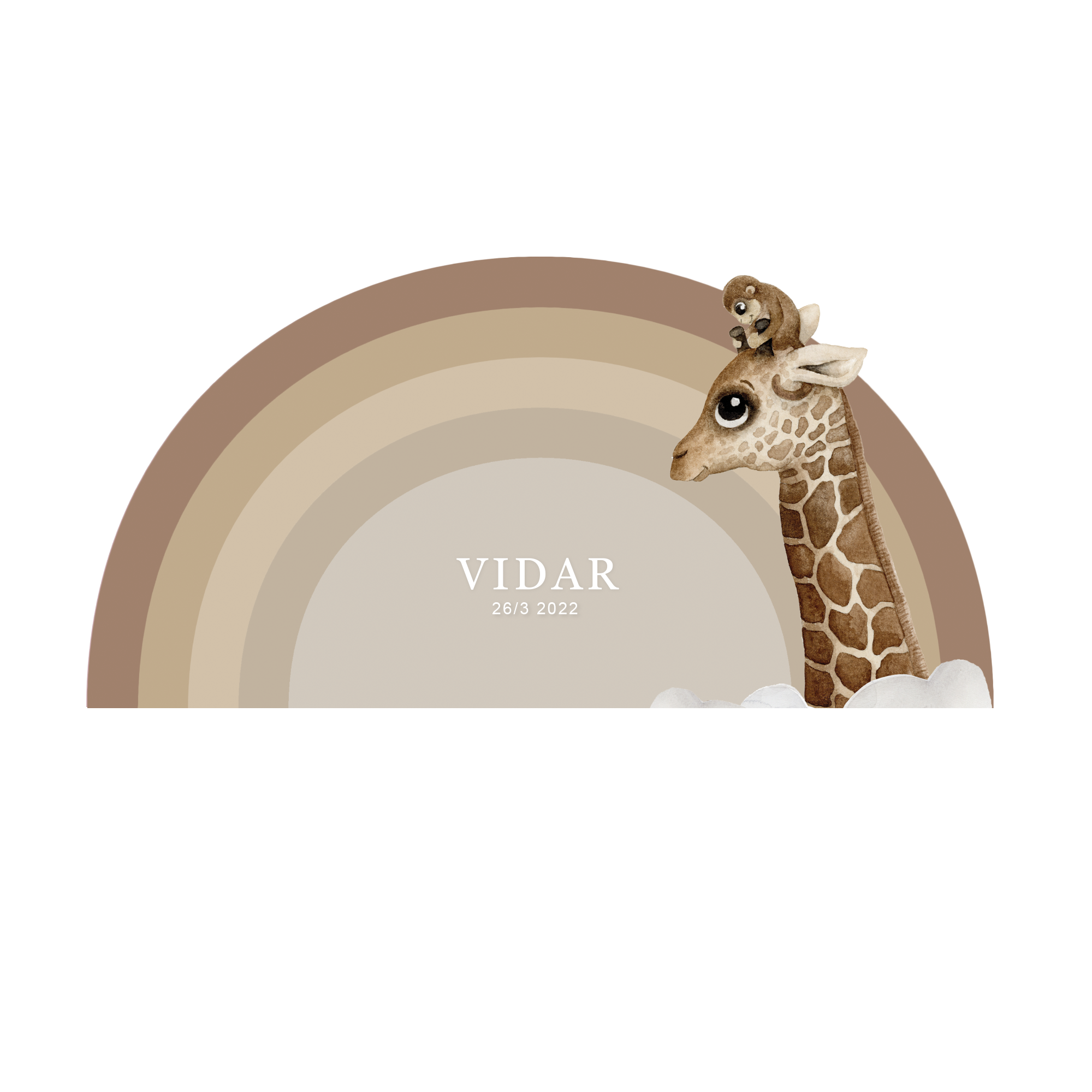 Dörrdekor med namn - Regnbåge Giraff