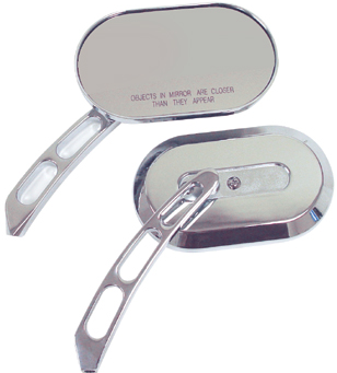 Chrome Hd Style Oval Mirror Pair