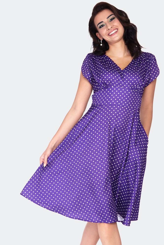 - Purple Polka Dot Dress - Johannas Rockabilly Vintage AB