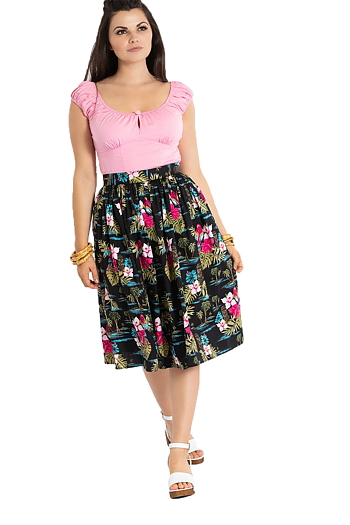 Hell Bunny Cactus Top Rétro Rockabilly Vintage régulière tailles noir rose