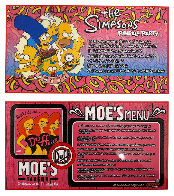 Instruction Card Simpsons Pinball Party, The Free Play