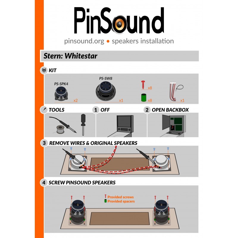 PinSound Speakers Kit - STERN/SEGA - 5