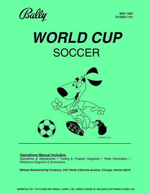 World Cup Soccer (Bally) - Manual