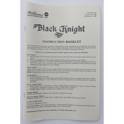 Black Knight - Operator Instruction Booklet