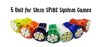 8-SMD-LED (5 VOLT) Wedge Base Flasher Lamp for Stern Spike 2 Machines