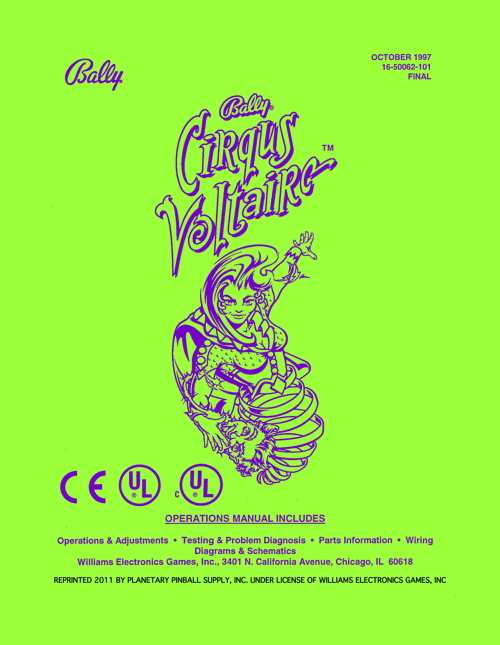 Cirqus Voltaire (Bally) - Manual