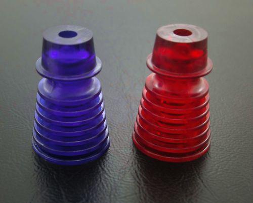Star Post Ribbed - Röd (transparent), kort (1-1/16" = 26,4 mm)