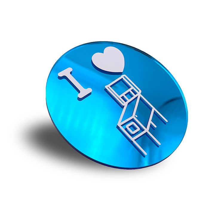 Mirrored I Heart Pinball Machine Drink Coaster - Blue