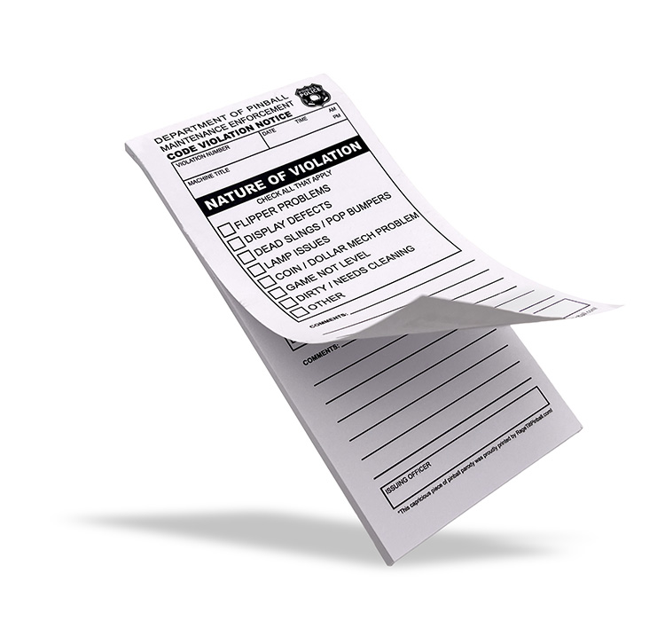 Pinball Violations (Maintenance & Repair) Notepad
