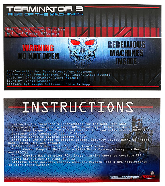 Instruction Card - Terminator 3