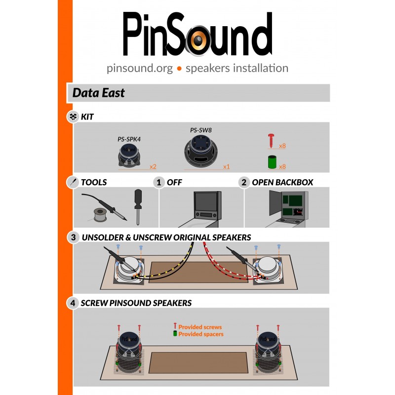 PinSound Speakers Kit - Data East/SEGA - 4
