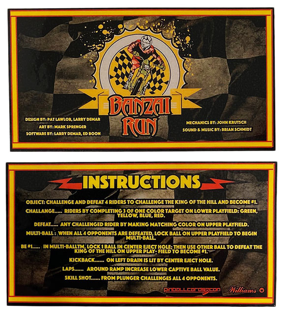Instruction Card - Banzai Run