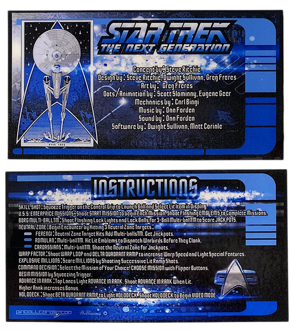 Instruction Card - Star Trek: The Next Generation