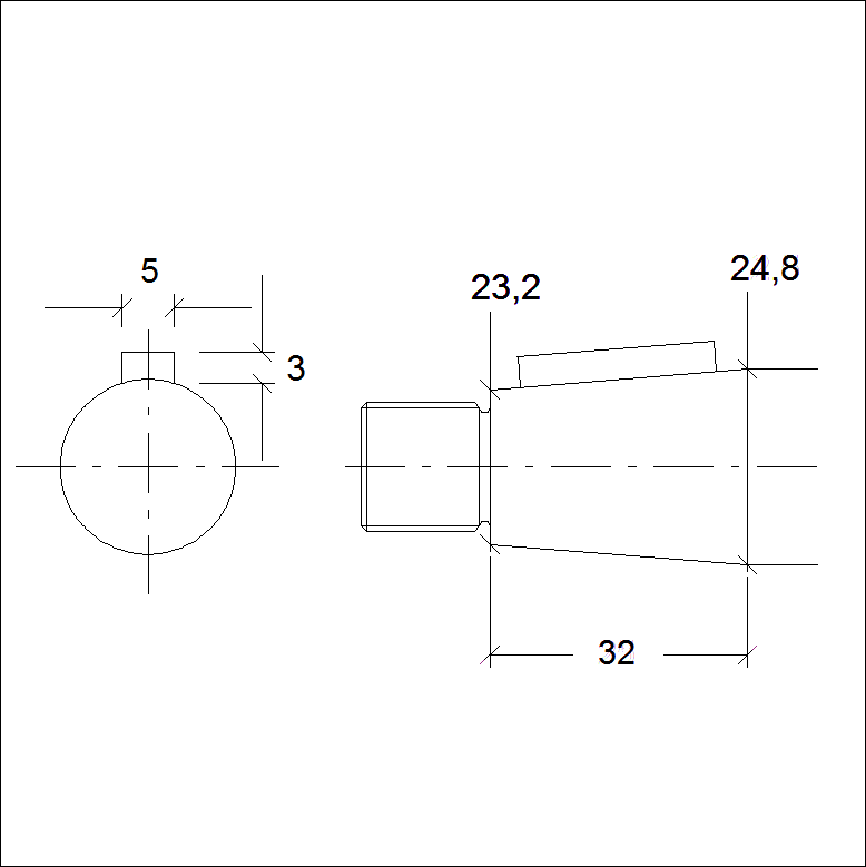 Adapter till rattaxel med Ø23,2 mm 1:20 kona  - 3
