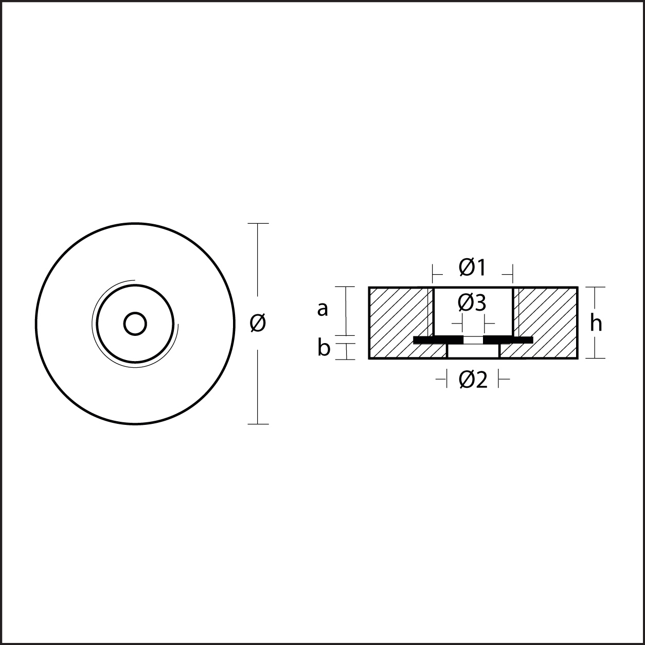 Rund anod av magnesium med stålkärna, 135 mm, för skrov - 4